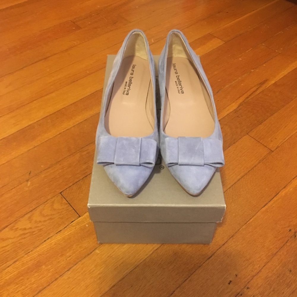 LAURA BELLARIVA Suede flat pointy toe shoe blue